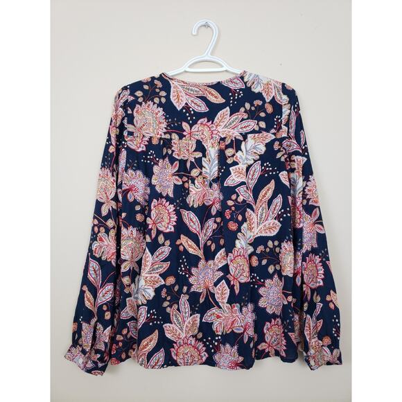 Lucky Brand Womens Top Size M Floral Boho Peasant Blouse Long Sleeve Fairy - Picture 6 of 9